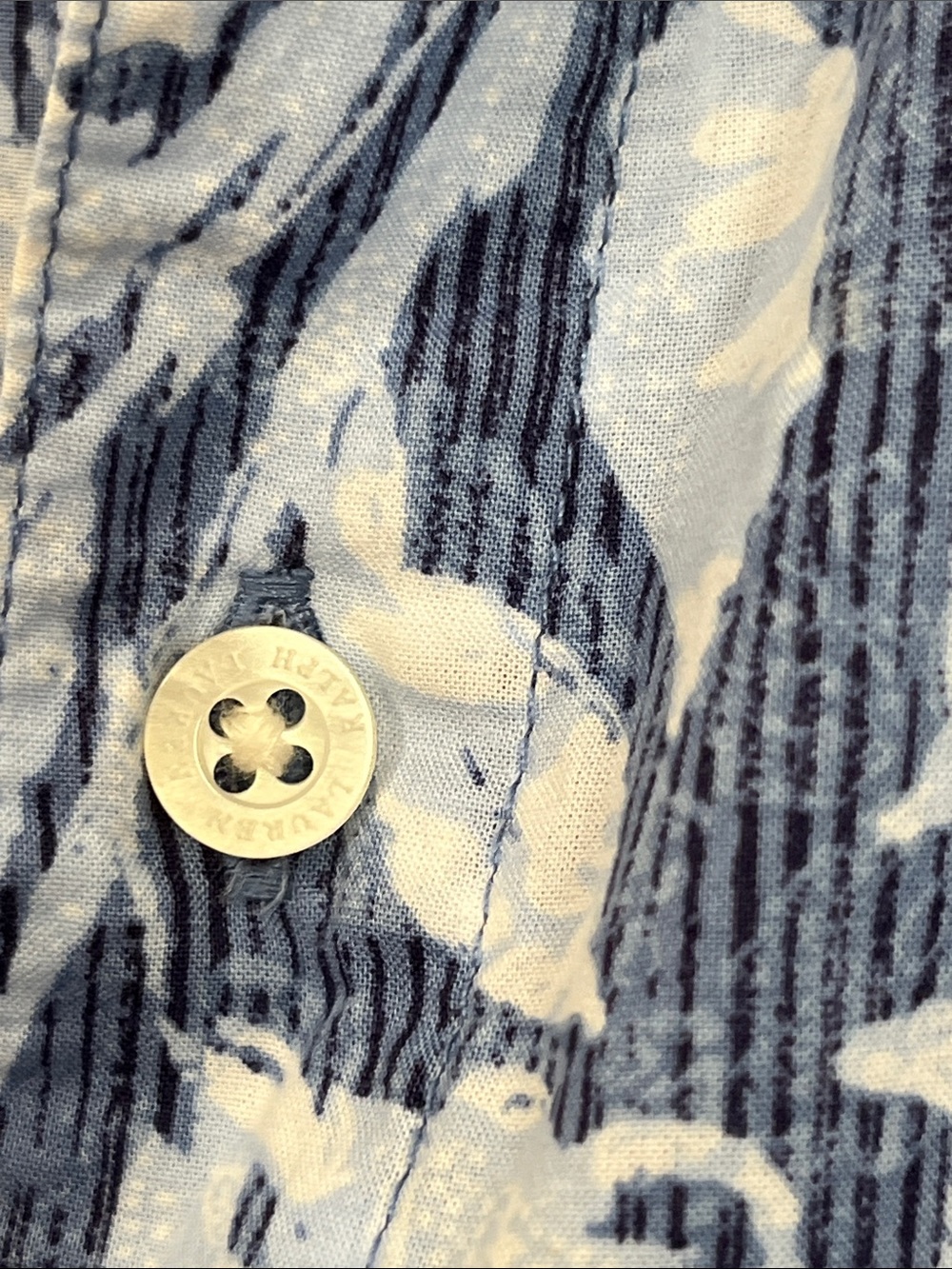 Ralph Lauren Cover Up Blue Floral 3/4 roll up Sleeve Tunic Breezy Button Up - Picture 6 of 11